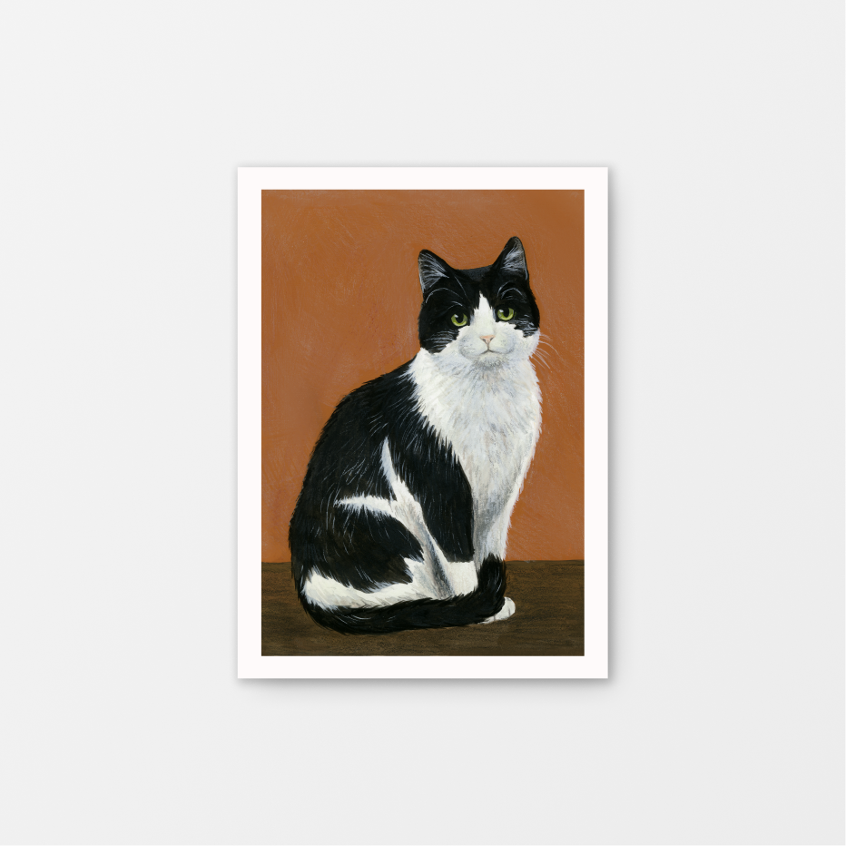 Set of 4 Cat Gouache Mini Prints 5" x 7"