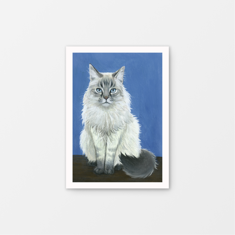 Set of 4 Cat Gouache Mini Prints 5" x 7"