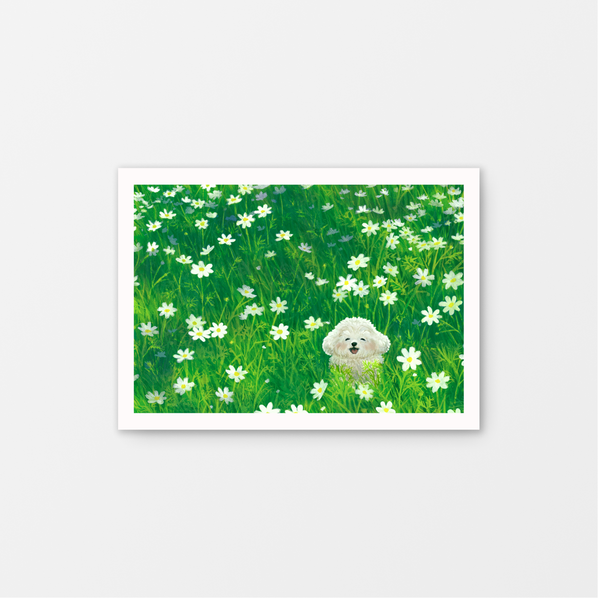 Puppy in a Field of Daisies Mini Art Print 7" x 5"