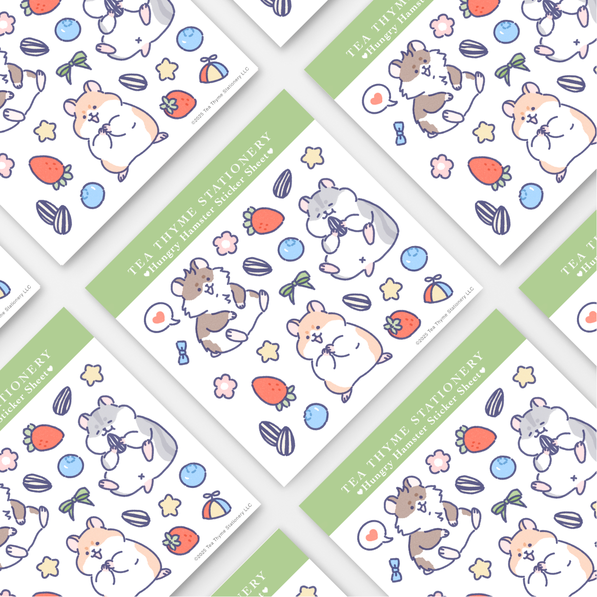 Hungry Hamster Mini Sticker Sheet 3.75" x 3.75" Waterproof Vinyl