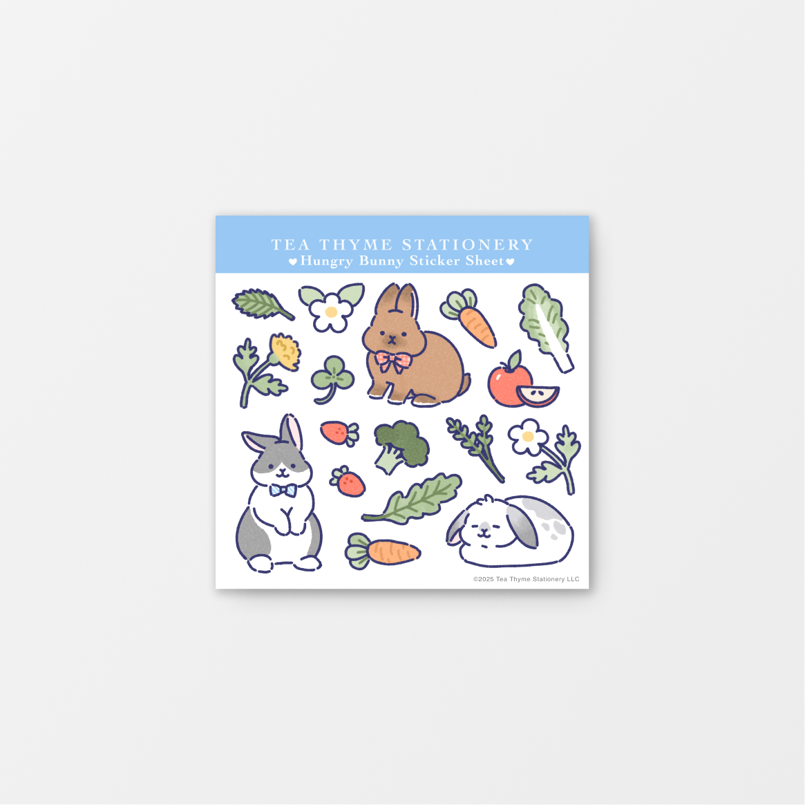 Hungry Bunny Mini Sticker Sheet 3.75" x 3.75" Waterproof Vinyl