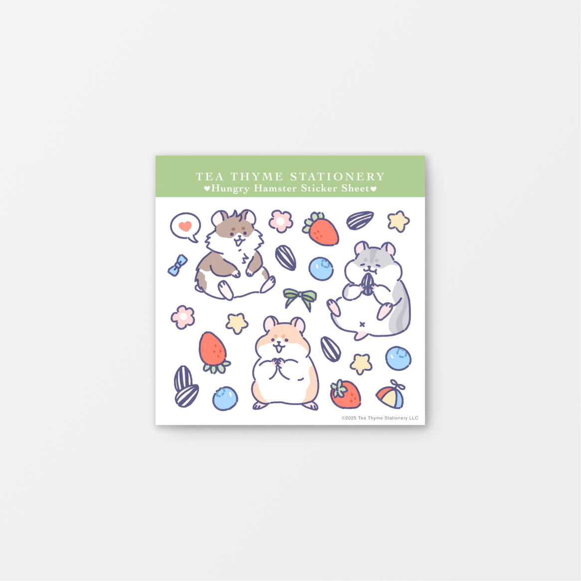 Hungry Hamster Mini Sticker Sheet 3.75" x 3.75" Waterproof Vinyl
