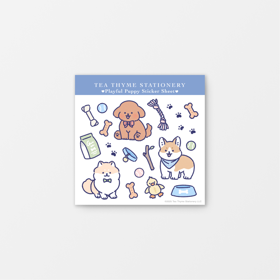 Playful Puppy Mini Sticker Sheet 3.75" x 3.75" Waterproof Vinyl