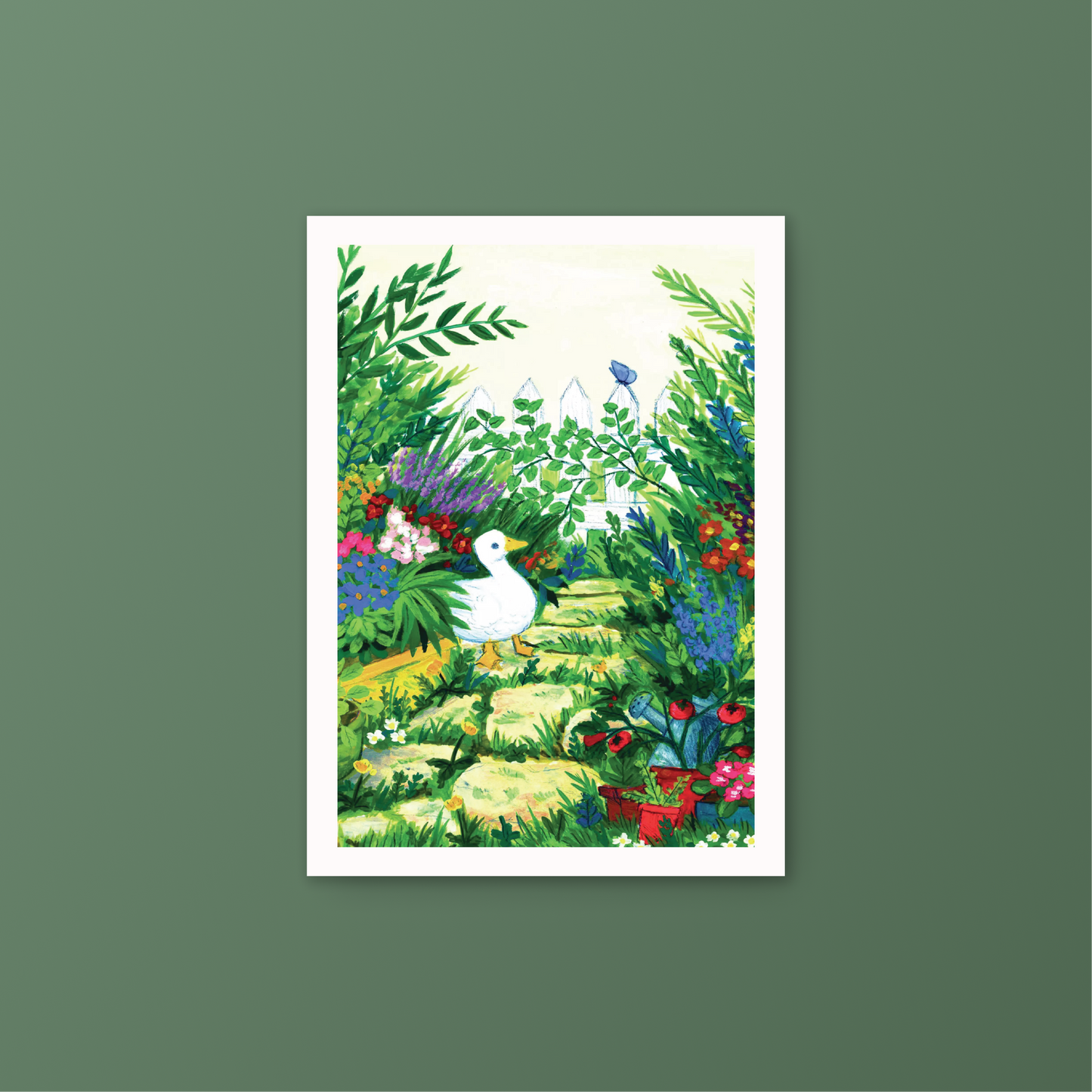 Duck in the Garden Gouache Mini Art Print 5 x 7