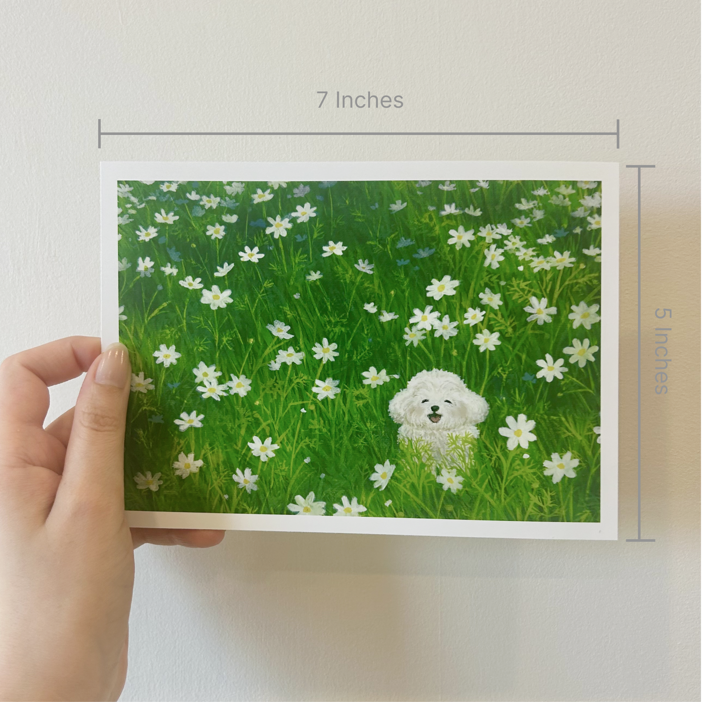 Puppy in a Field of Daisies Mini Art Print 7" x 5"