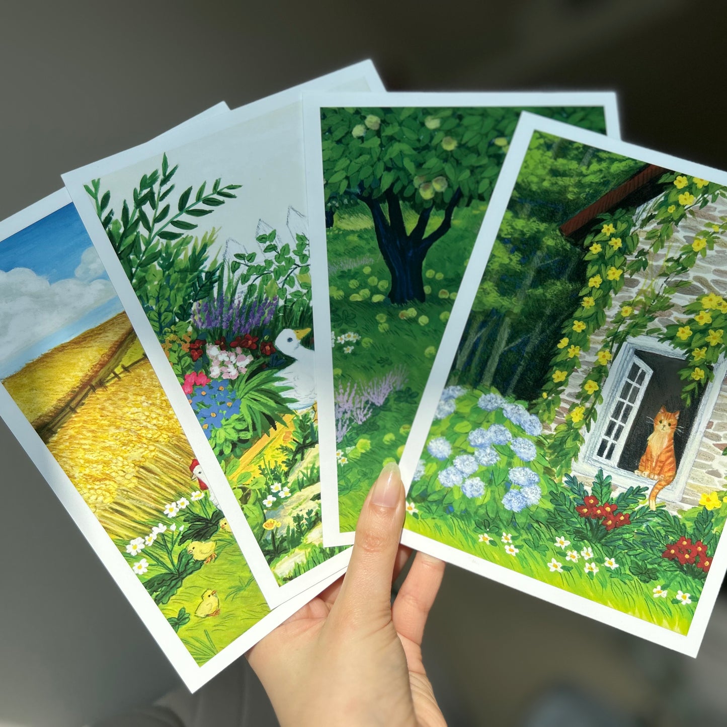 Set of 4 Gouache Art Mini Prints 5" x 7"