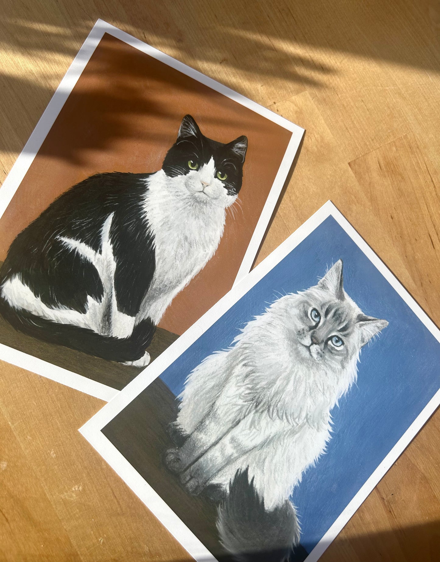 Set of 4 Cat Gouache Mini Prints 5" x 7"
