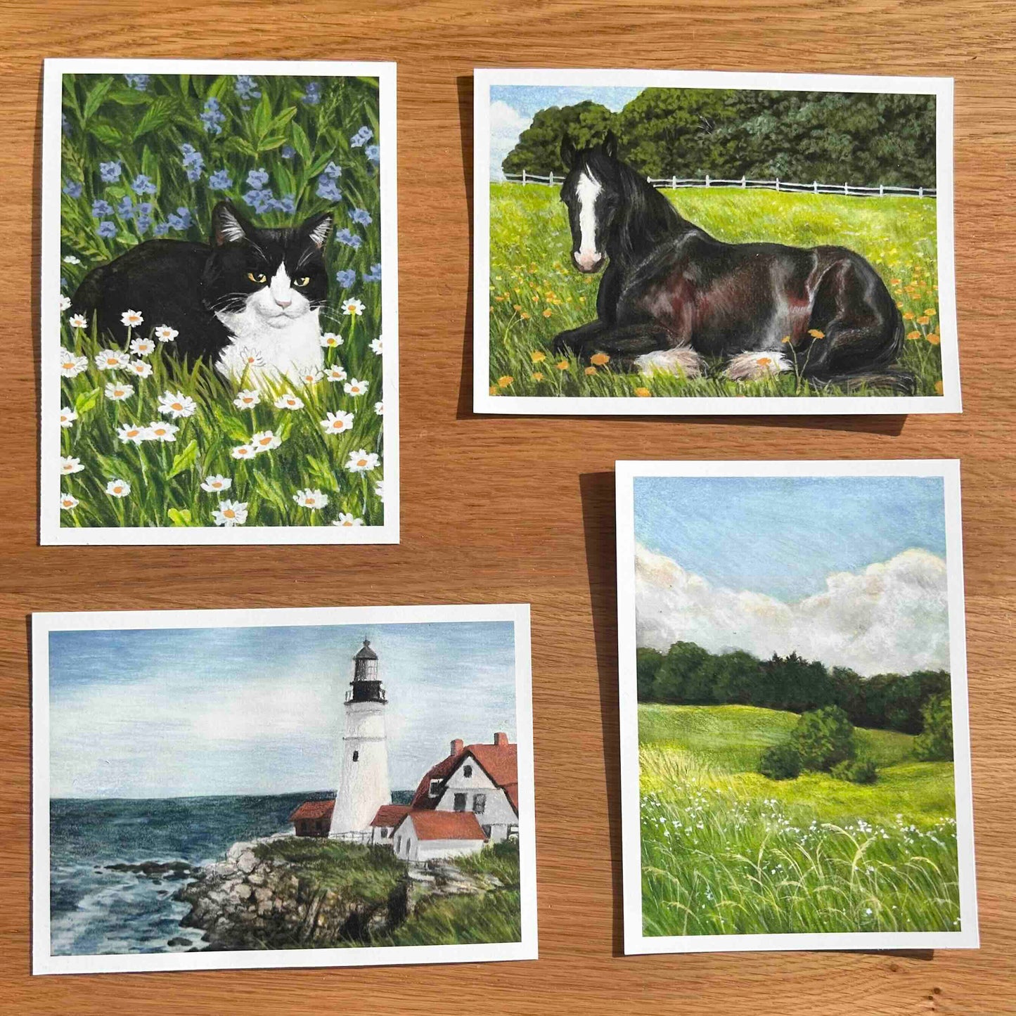 Set of 4 Nature Gouache Mini Prints 5" x 7"