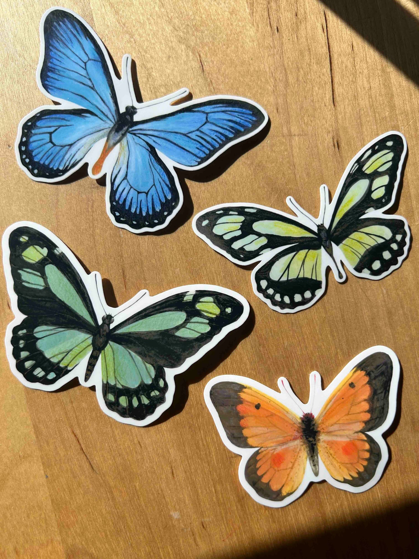 Set of 4 Butterfly Stickers Waterproof Vinyl Die-cut Stickers
