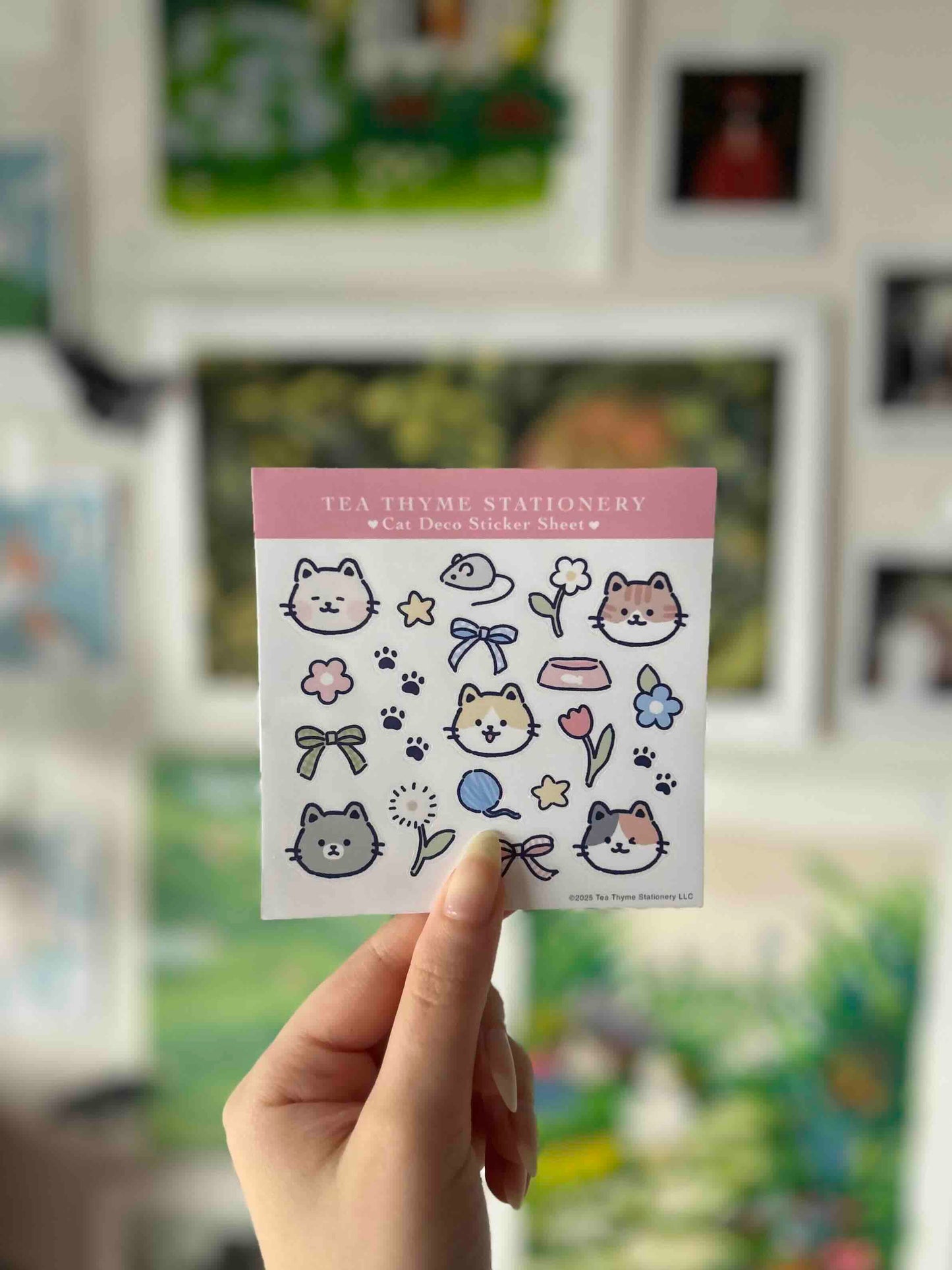 Cat Deco Mini Sticker Sheet 3.75" x 3.75" Waterproof Vinyl