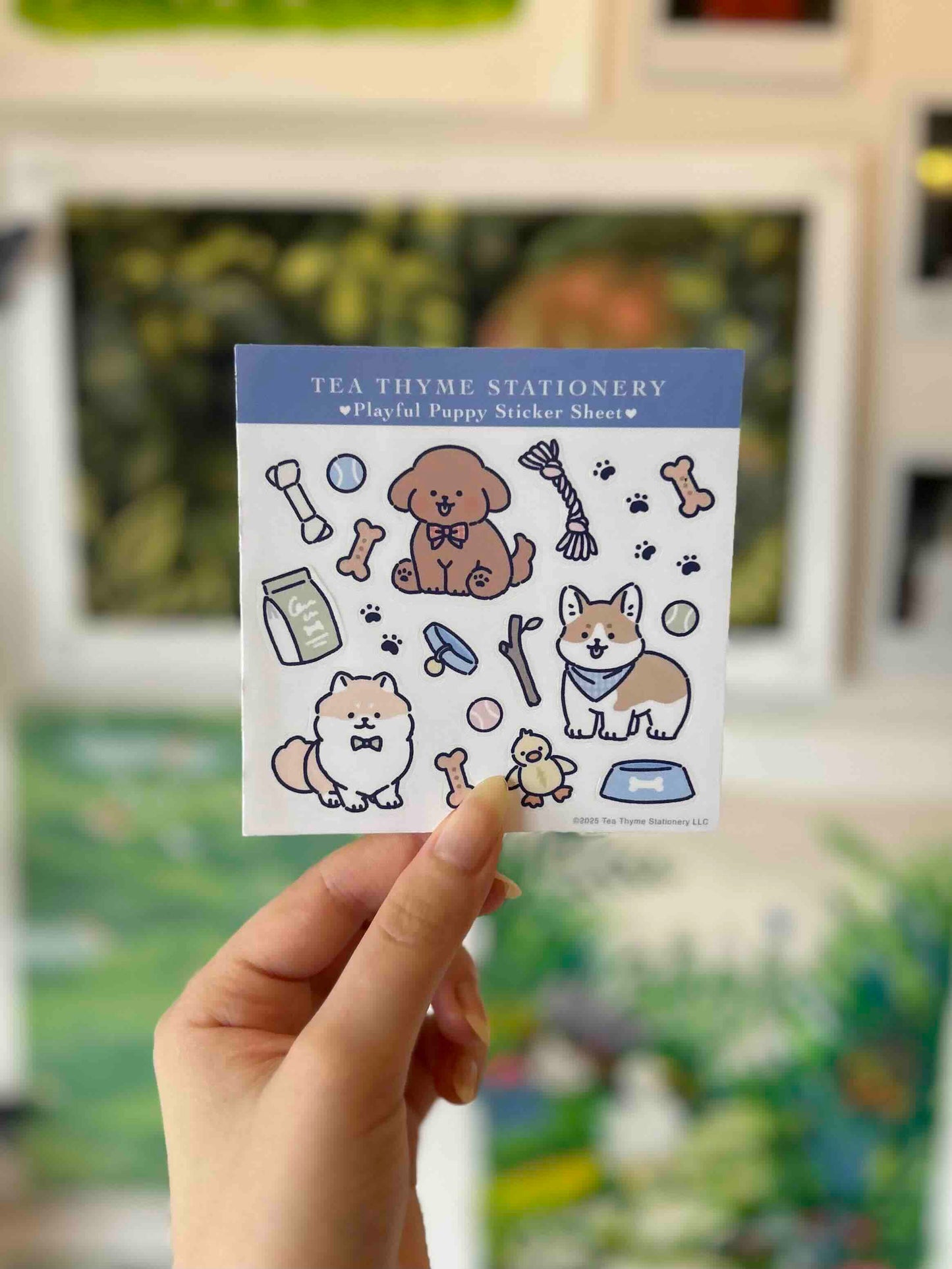 Playful Puppy Mini Sticker Sheet 3.75" x 3.75" Waterproof Vinyl