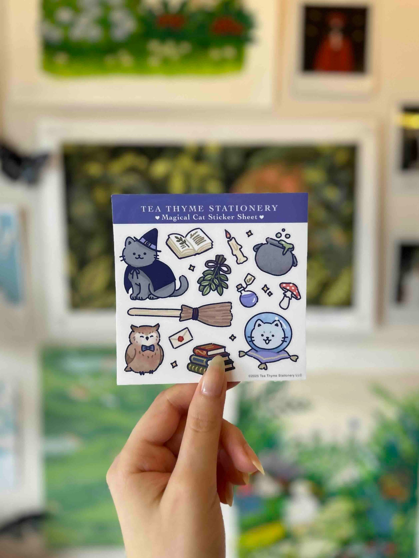Magical Cat Mini Sticker Sheet 3.75" x 3.75" Waterproof Vinyl