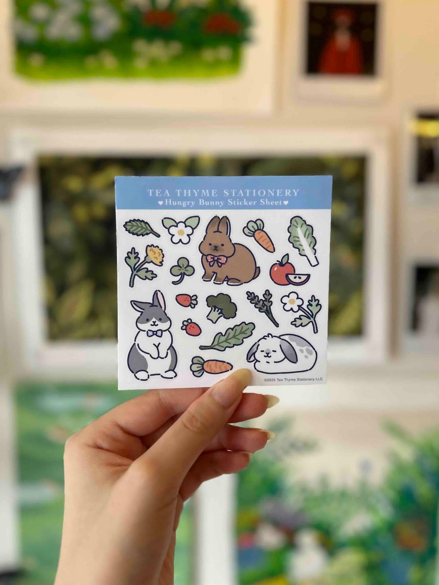 Hungry Bunny Mini Sticker Sheet 3.75" x 3.75" Waterproof Vinyl