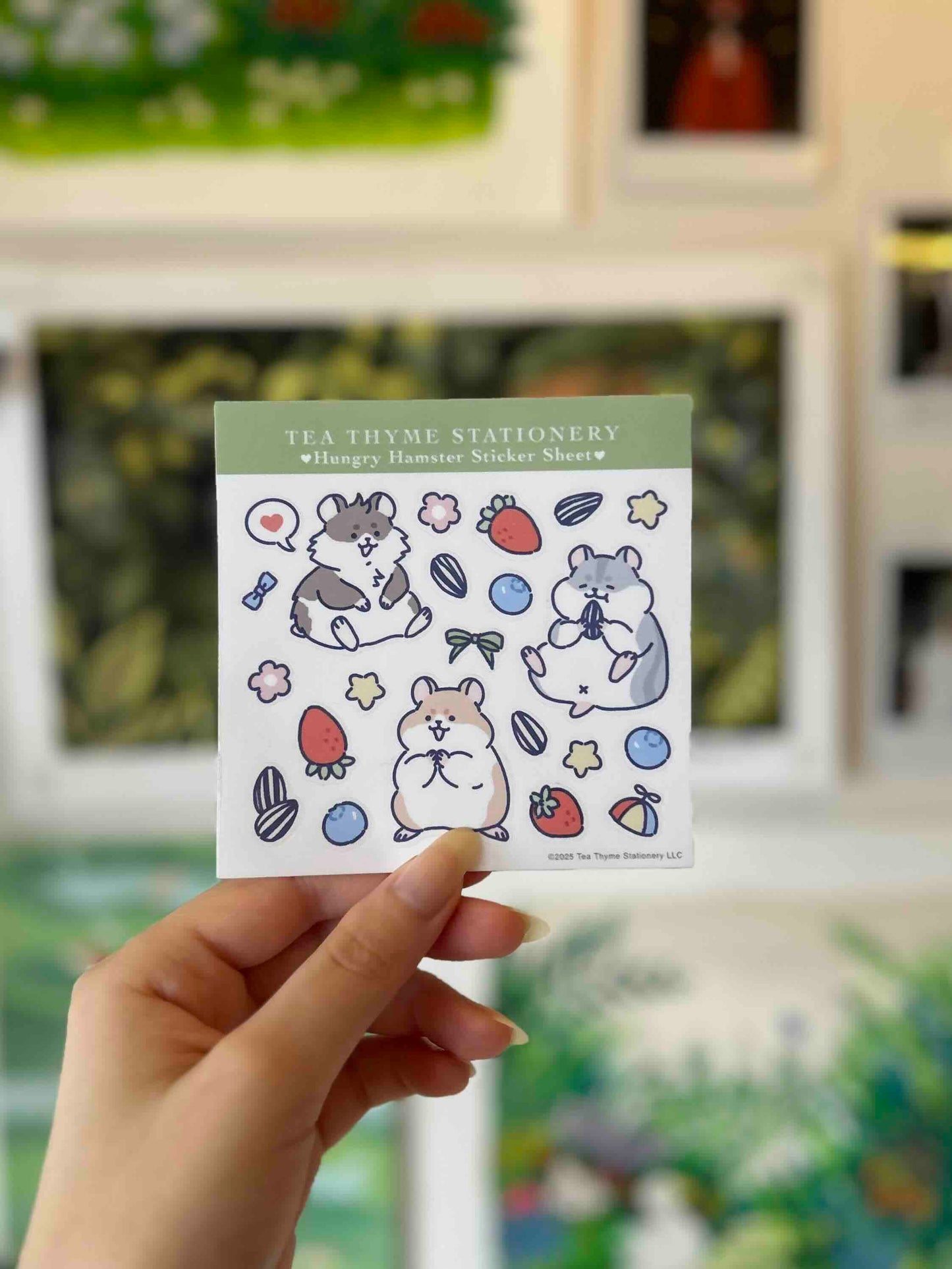 Hungry Hamster Mini Sticker Sheet 3.75" x 3.75" Waterproof Vinyl