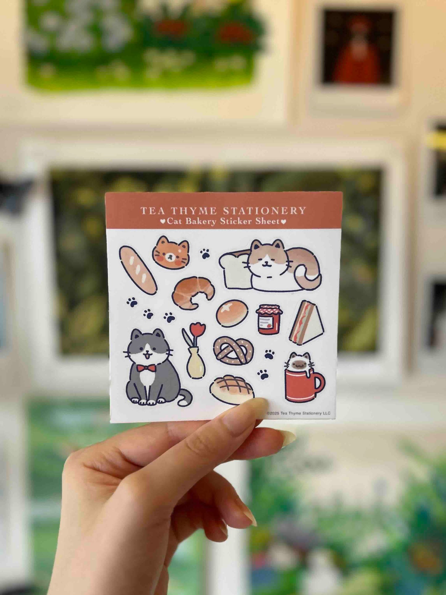 Cat Bakery Mini Sticker Sheet 3.75" x 3.75" Waterproof Vinyl