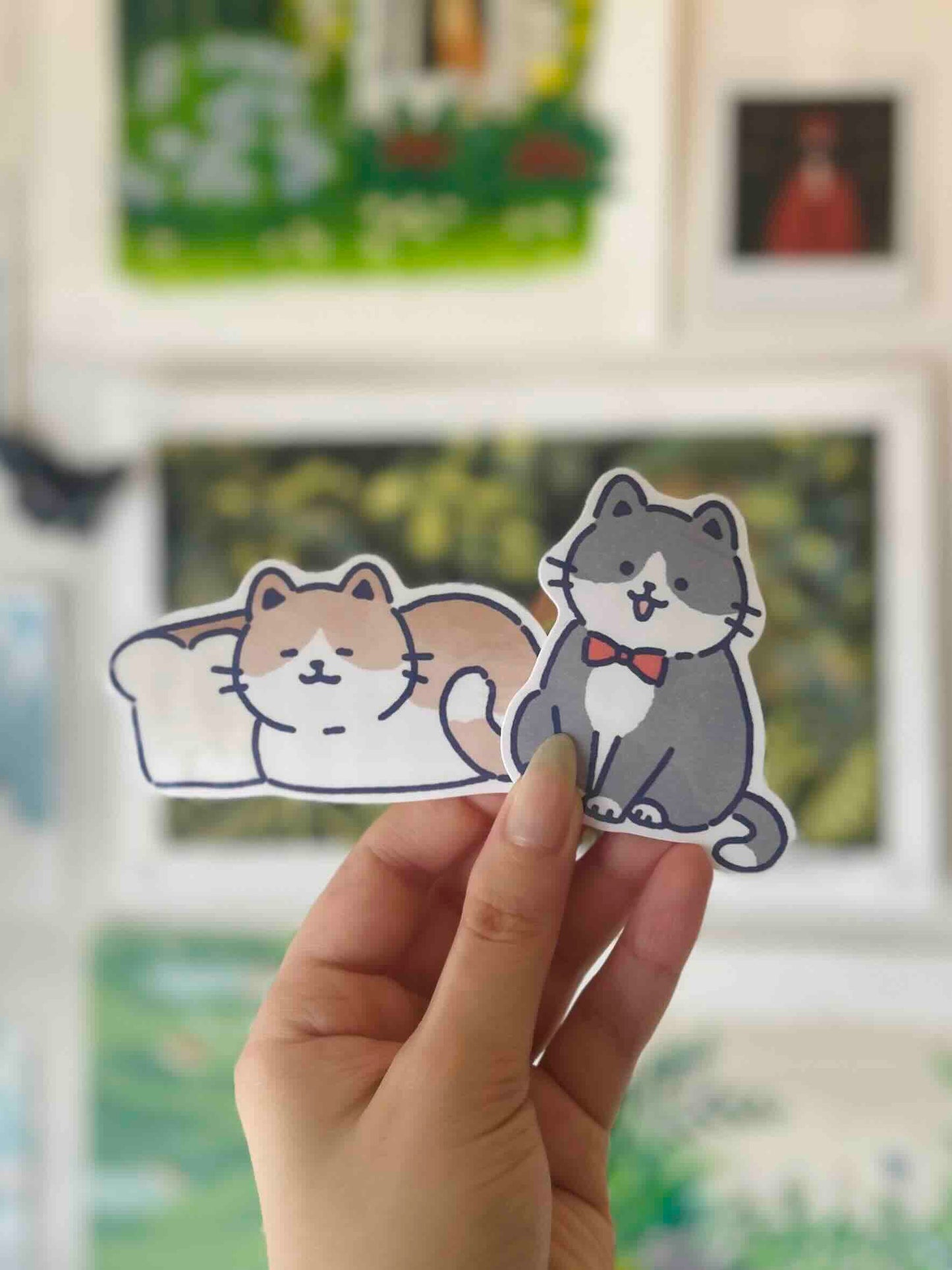 Set of 2 Bakery Cat Sticker Waterproof Vinyl Die-cut Stickers