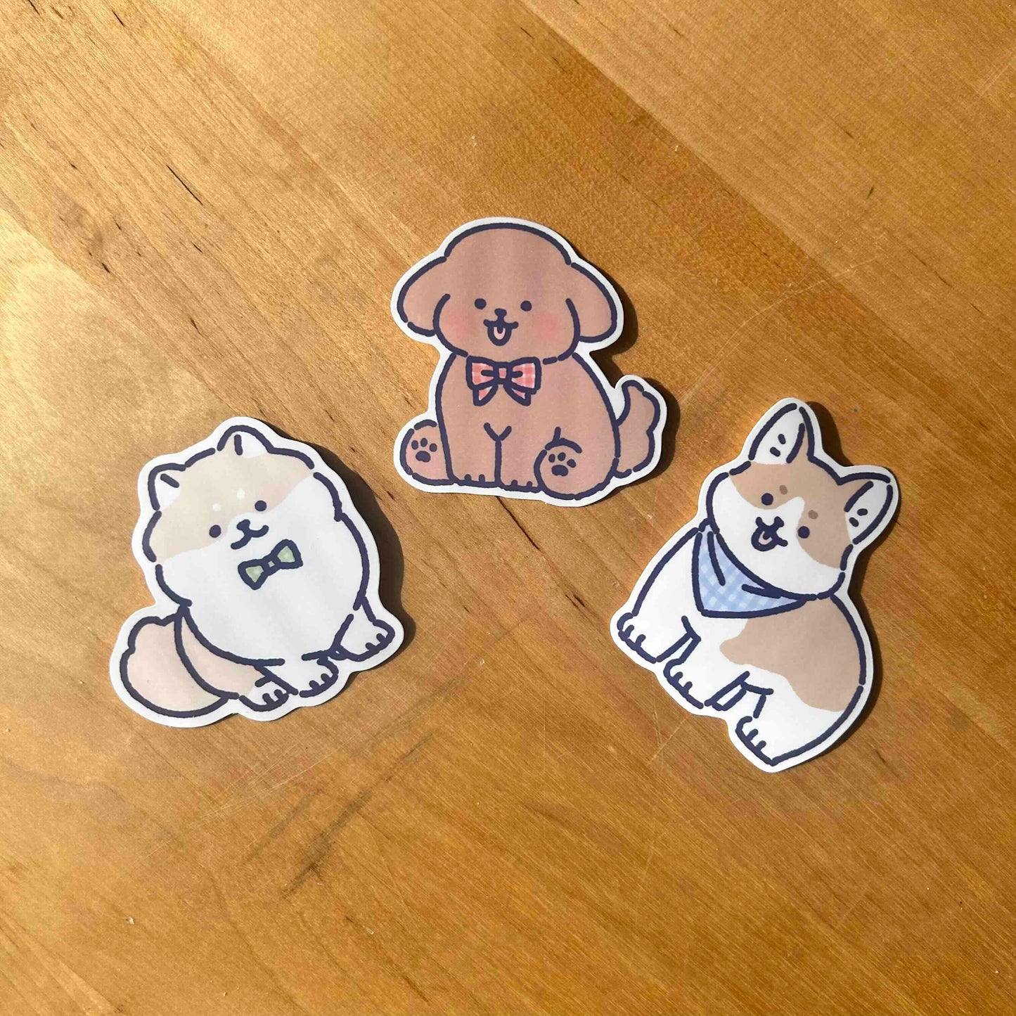 Set of 3 Dog Stickers Waterproof Vinyl Die-cut Stickers