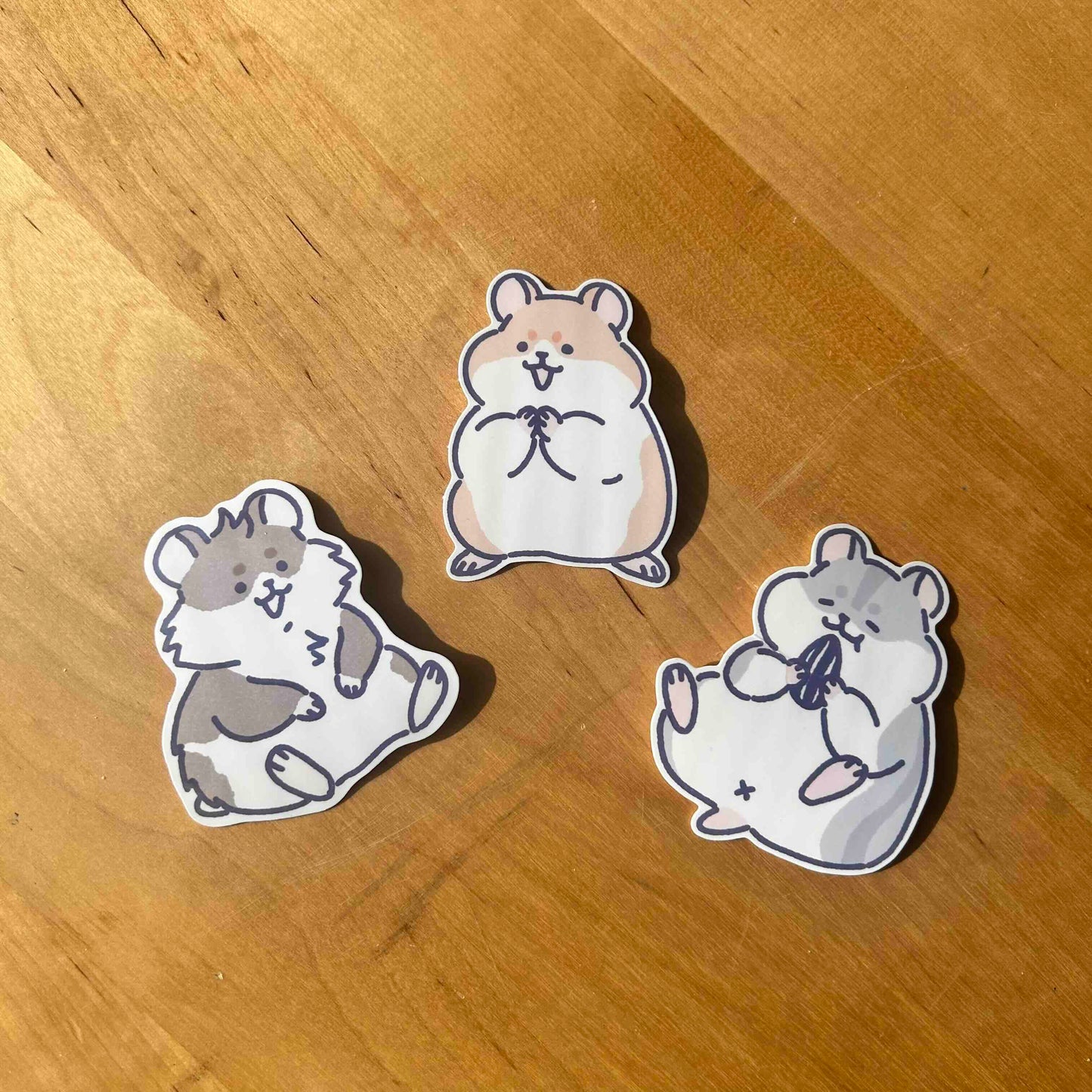 Set of 3 Hamster Stickers Waterproof Vinyl Die-cut Stickers