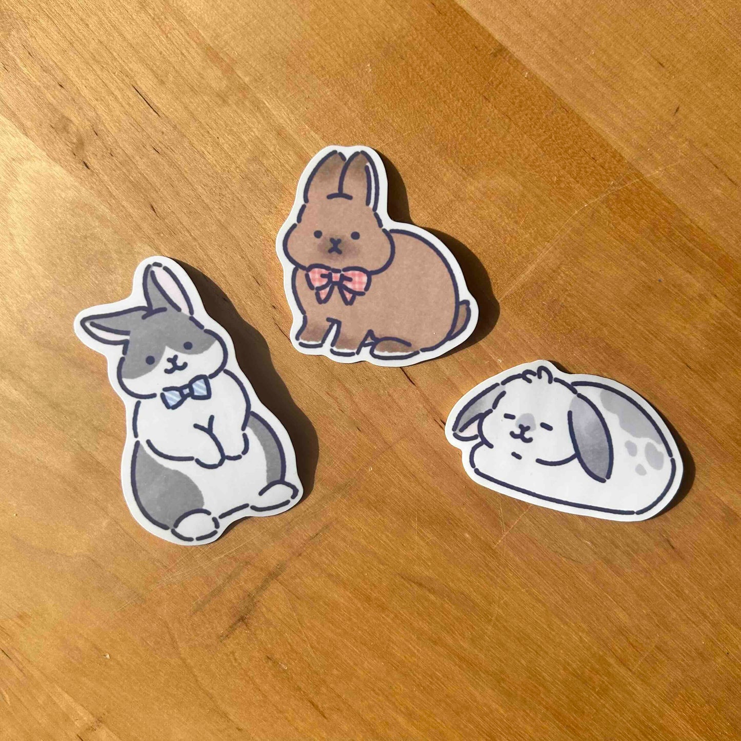 Set of 3 Bunny Stickers Waterproof Vinyl Die-cut Stickers
