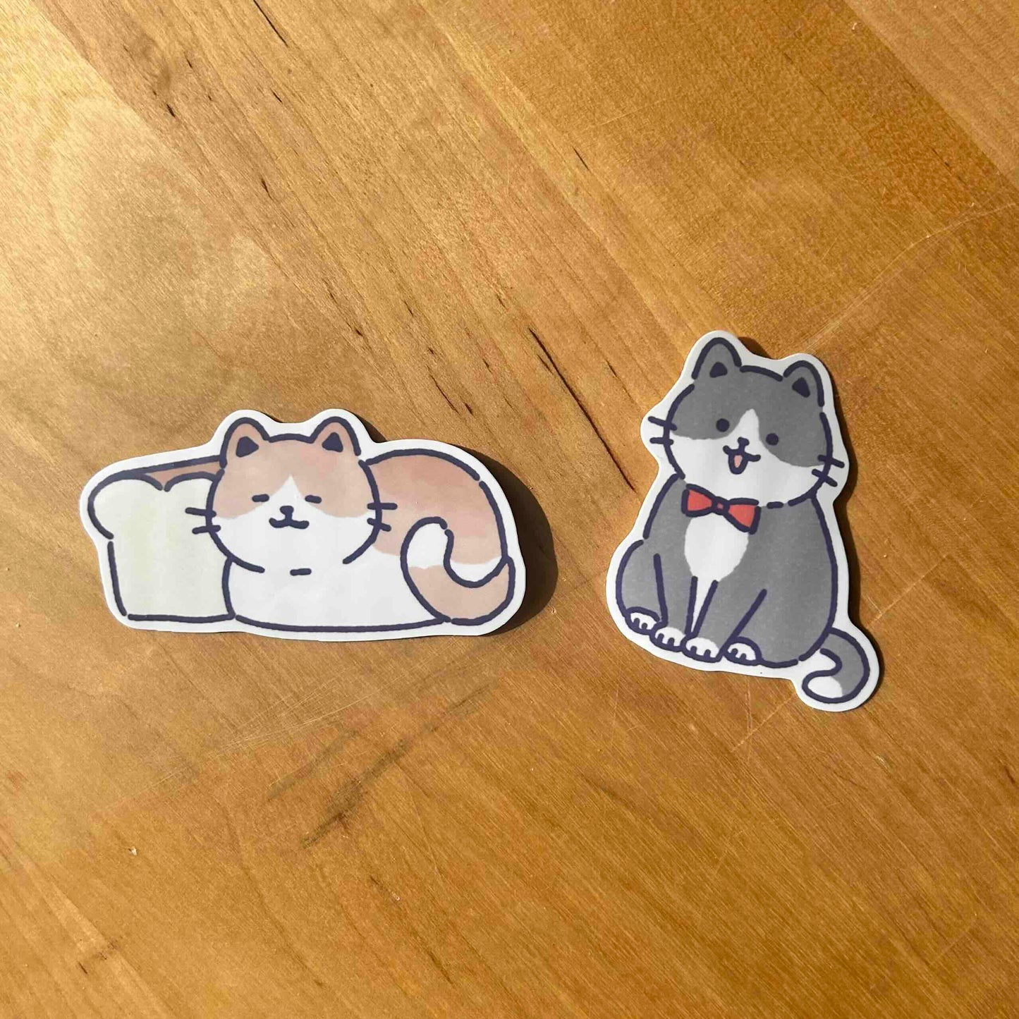 Set of 2 Bakery Cat Sticker Waterproof Vinyl Die-cut Stickers