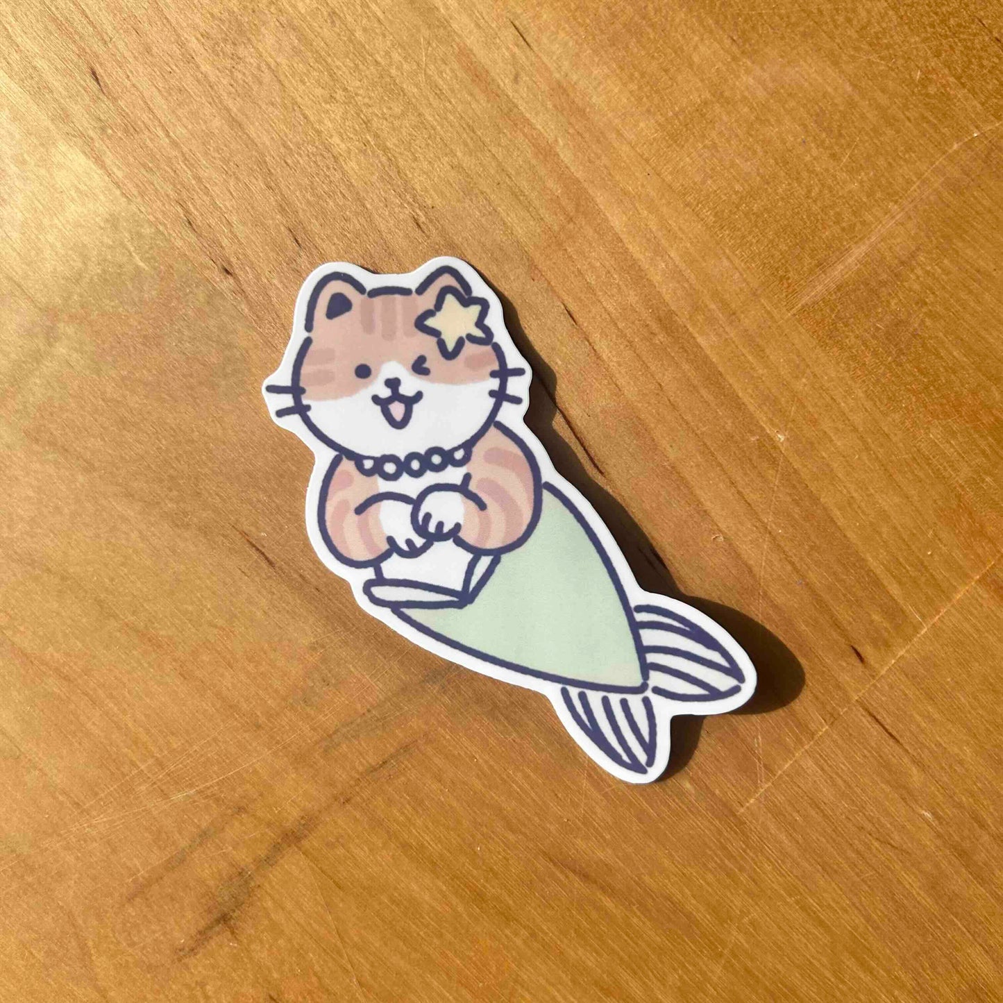 Cat Mermaid Sticker Waterproof Vinyl Die-cut Sticker