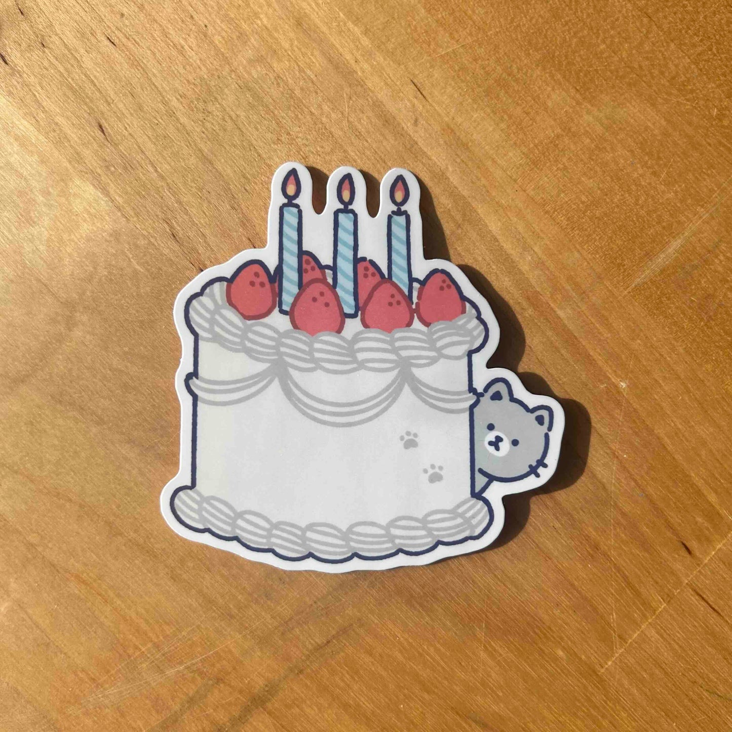 Cat Birthday Cake Sticker Waterproof Vinyl Die-cut Sticker
