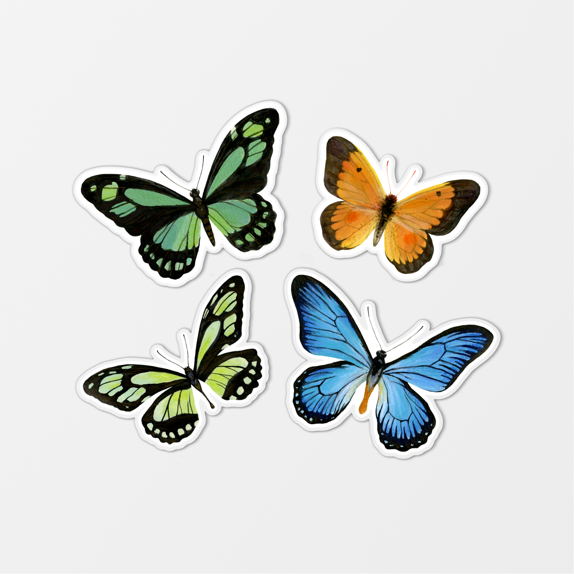 Set of 4 Butterfly Stickers Waterproof Vinyl Die-cut Stickers