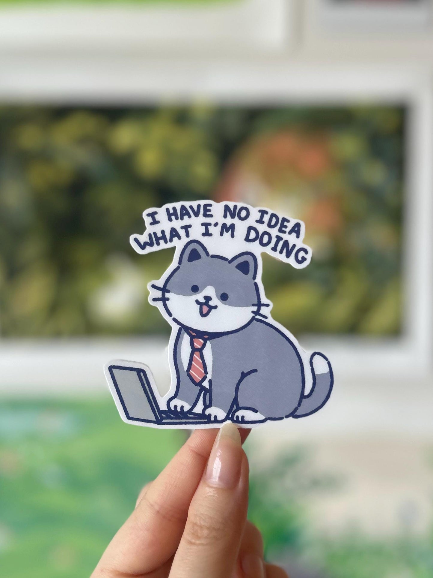Working Cat Sticker Waterproof Vinyl Die cut Stickers, Cat Sticker, Laptop Sticker, Gift for Cat Lover