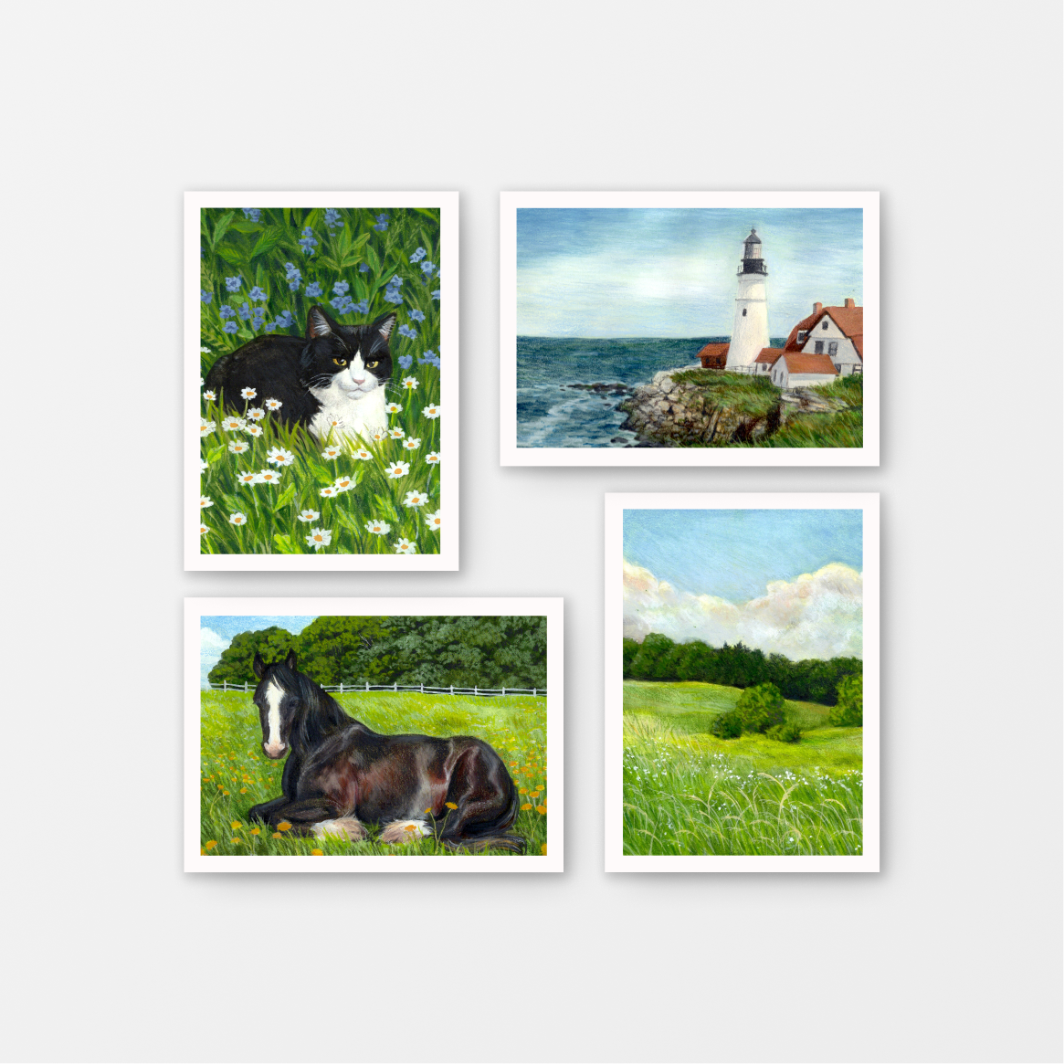 Set of 4 Nature Gouache Mini Prints 5" x 7"