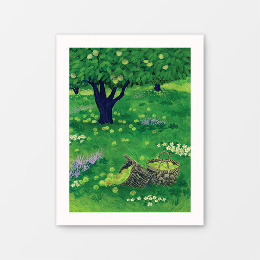 Apple Orchard Gouache Art Print 8.5 x 11