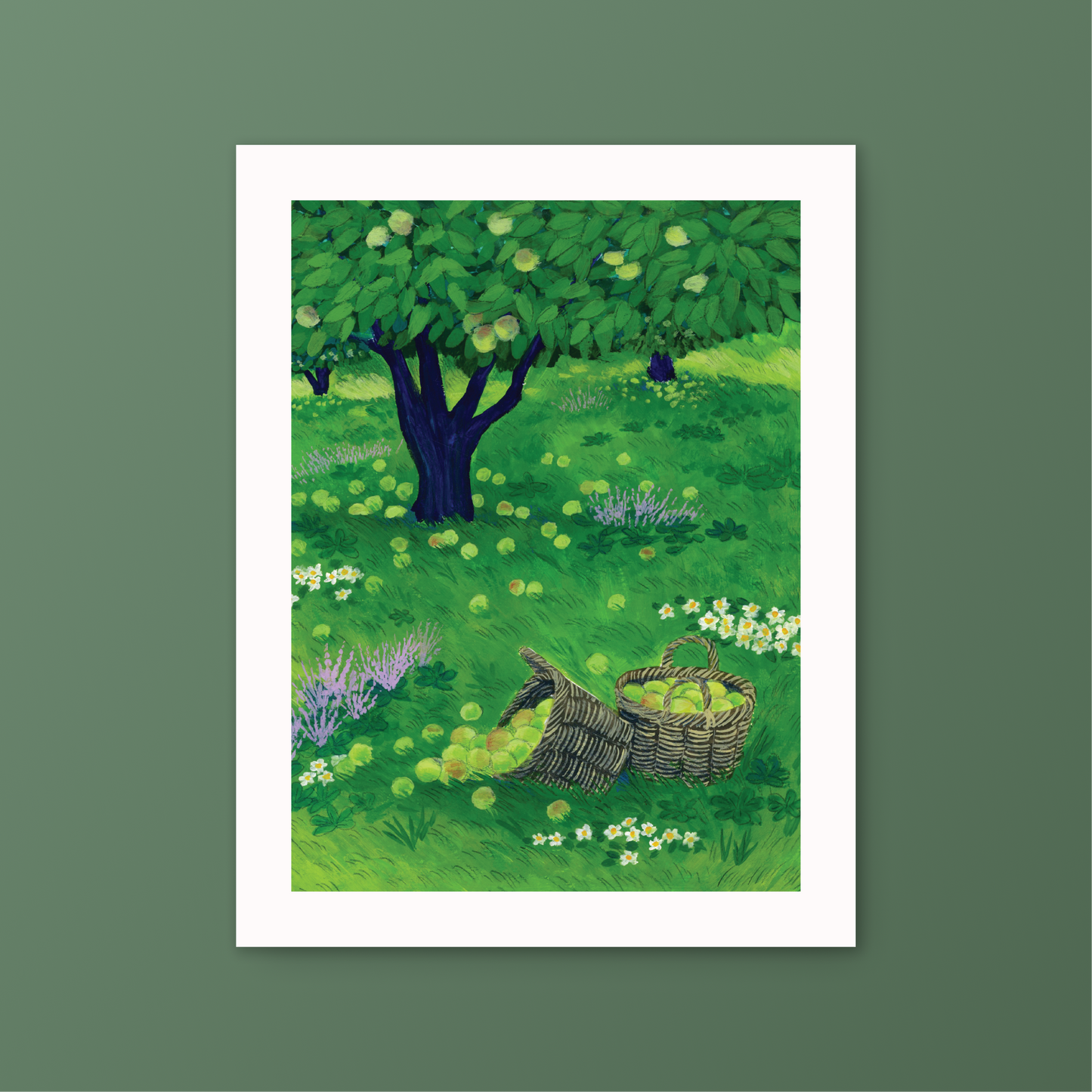 Apple Orchard Gouache Art Print 8.5 x 11