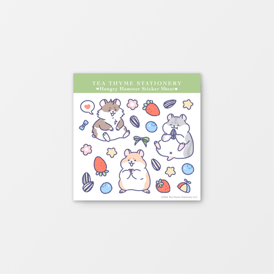 Hungry Hamster Mini Sticker Sheet 3.75" x 3.75" Waterproof Vinyl