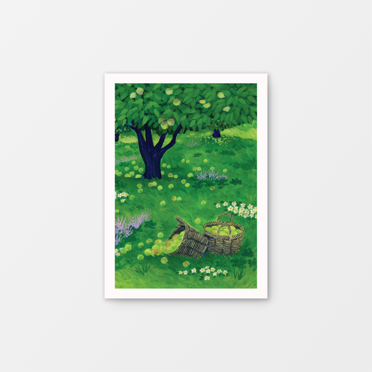 Apple Orchard Gouache Mini Art Print 5 x 7