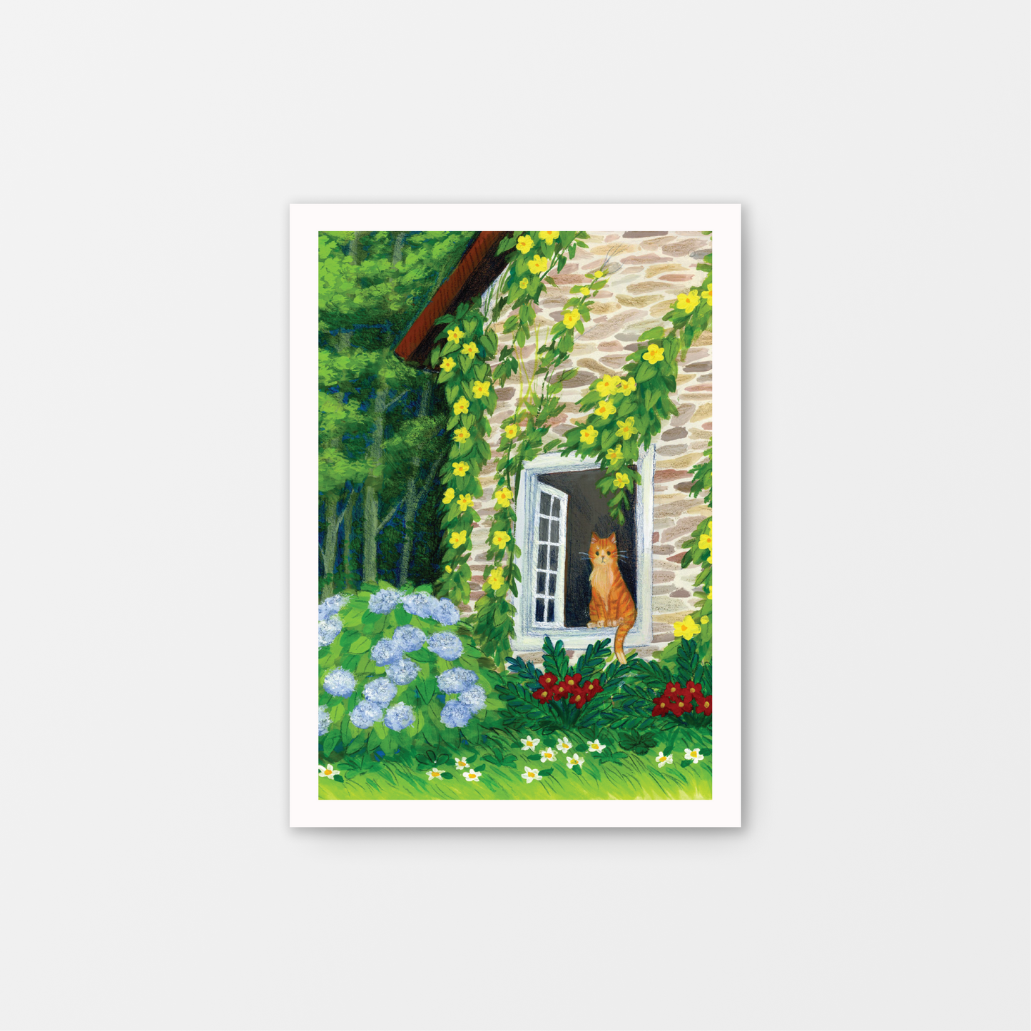 Cat in the Window Mini Art Print 5 x 7