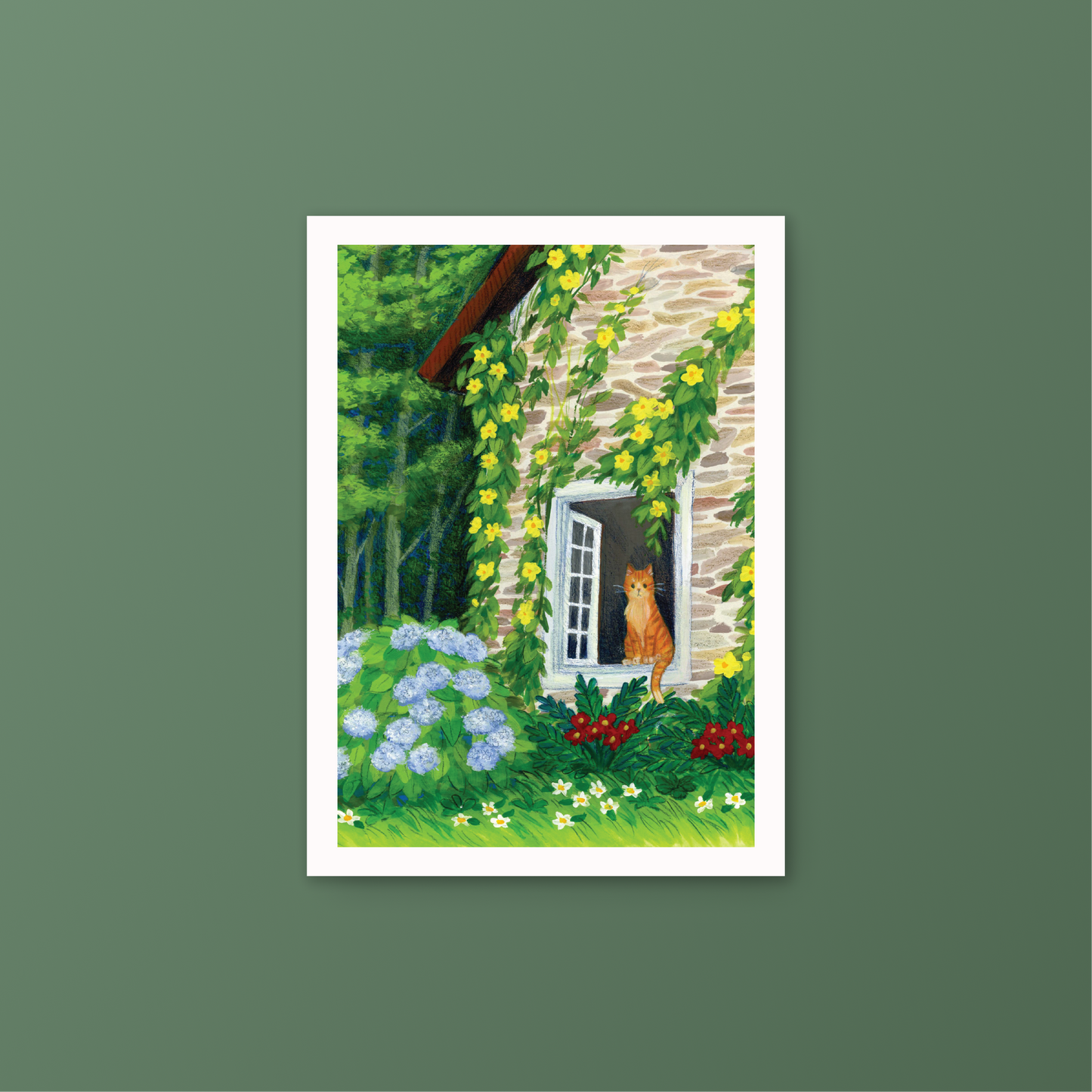 Cat in the Window Mini Art Print 5 x 7