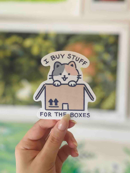 Box Lover Cat Sticker Waterproof Vinyl Die-cut Stickers