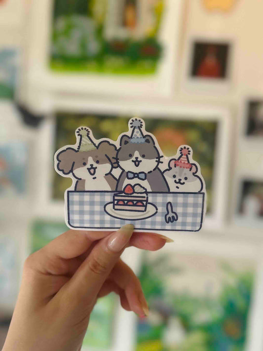 Animal Birthday Party Sticker Waterproof Vinyl Die-cut Sticker