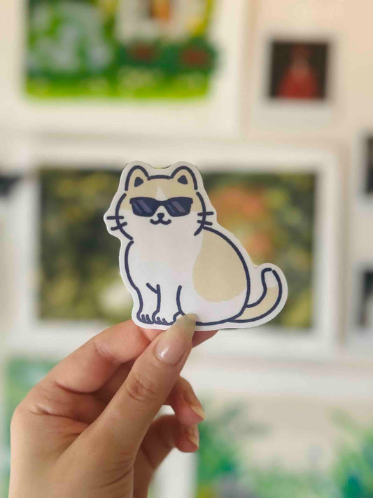 Cool Cat Sticker Waterproof Vinyl Die-cut Sticker