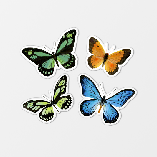 Set of 4 Butterfly Stickers Waterproof Vinyl Die-cut Stickers