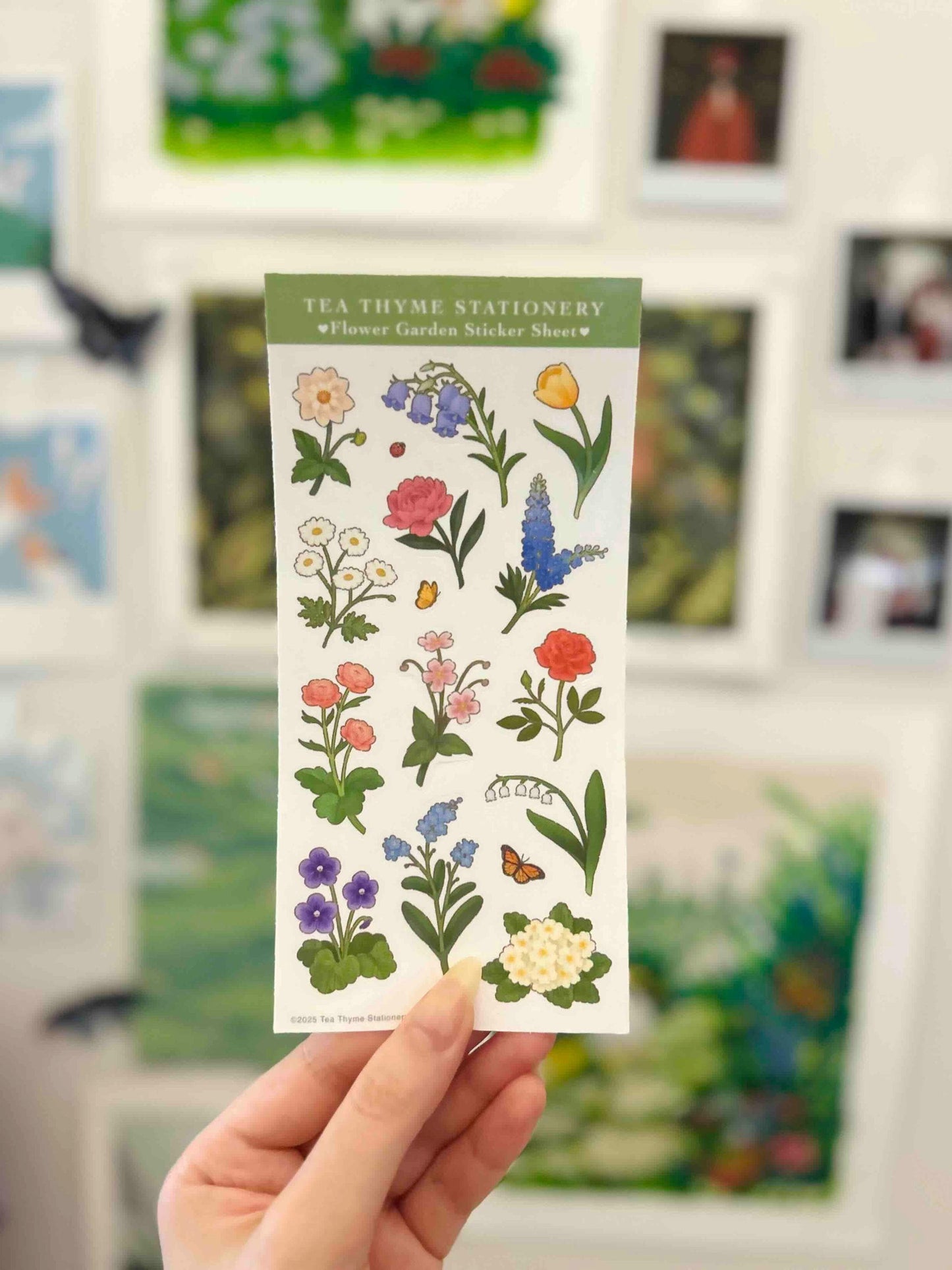 Flower Garden Sticker Sheet 3" x 6.25" Waterproof Vinyl Stickers