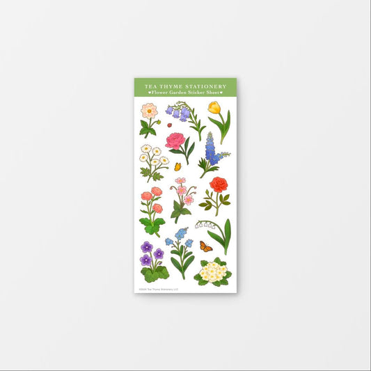 Flower Garden Sticker Sheet 3" x 6.25" Waterproof Vinyl Stickers