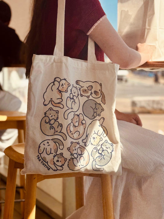Cozy Cats Canvas Tote Bag 13" x 15"