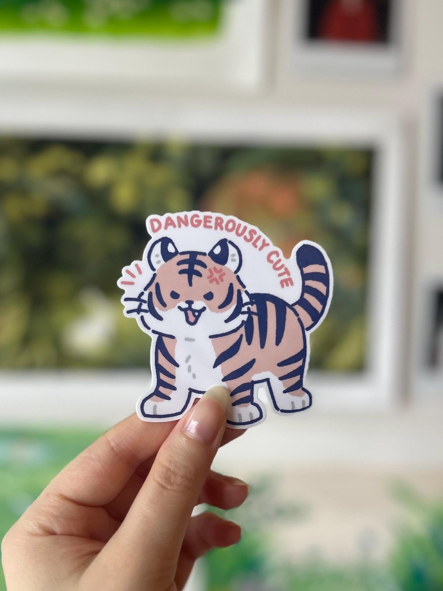 Dangerously Cute Tiger Sticker Waterproof Vinyl Die cut Stickers, Tiger Sticker, Laptop Sticker