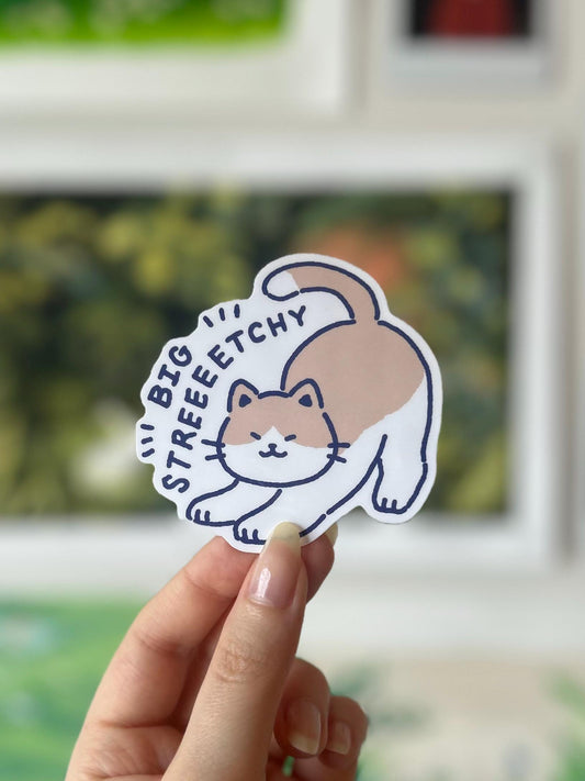 Stretching Cat Sticker Waterproof Vinyl Die cut Stickers, Cat Sticker, Laptop Sticker, Gift for Cat Lover