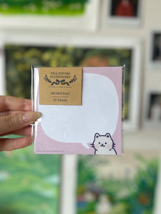 Cat Speech Bubble Memo Pad 25 sheets 3.5" x 3.5"