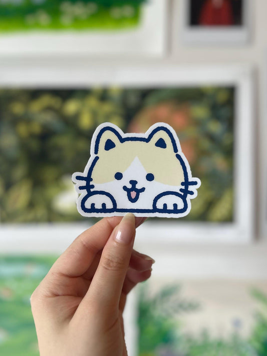 Peeking Cat Sticker Waterproof Vinyl Die cut Stickers