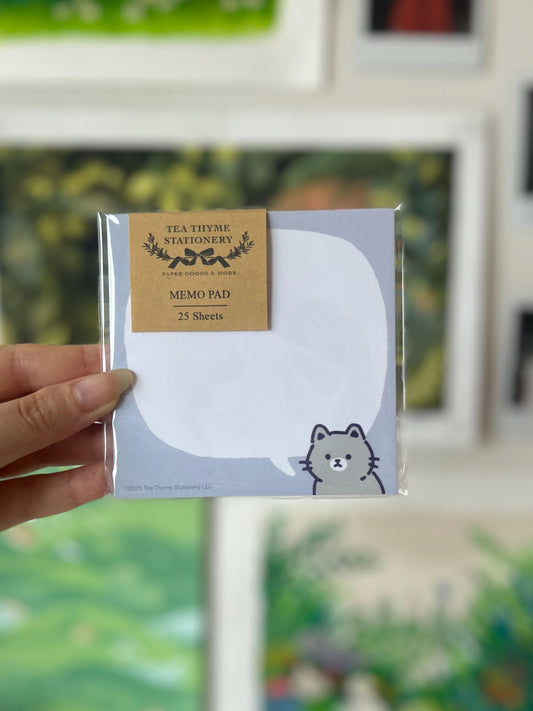 Cat Speech Bubble Memo Pad (New Design) 25 sheets 3.5" x 3.5"